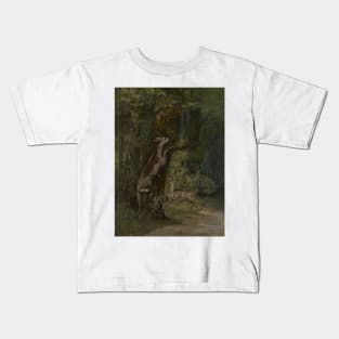 Deer in the Forest by Gustave Courbet Kids T-Shirt